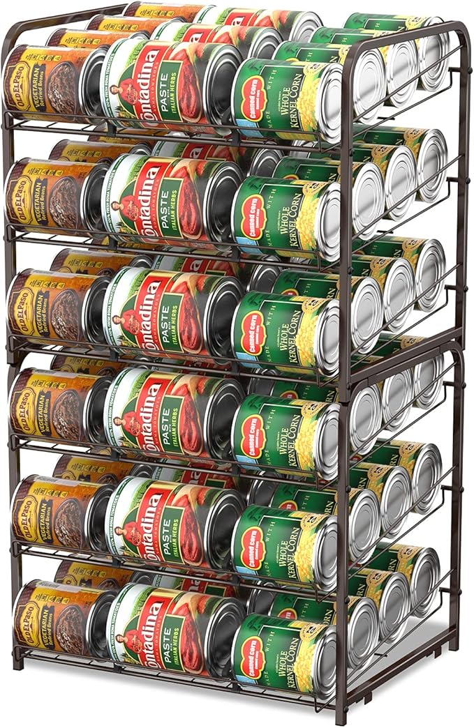 Can Organizer for Pantry Stackable 2 Pack, Can Storage Organizer Rack Stacking Can Dispensers Small Space Holds up to 36 Cans for Pantry, Kitchen, Cabinet- Brown