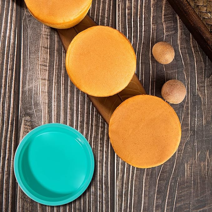 Silicone Mini Round Cake Molds, 4 Inch, Green, Set of 6