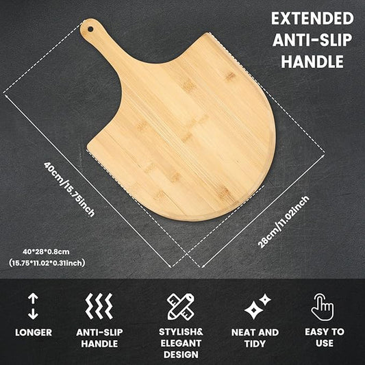 4Pack Natural Bamboo Pizza Spatula, Pizza Peel 11 Inch, Wooden Pizza Spatula Paddle Board for Home Pizza Cutting,Cheese, Bread,Fruit,Vegetable Oragaznie (4)