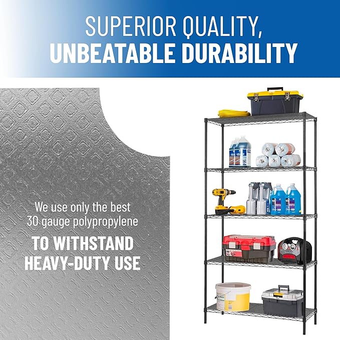 Sterling Shelf Liners Wire Rack Covers: Long-Lasting Shelf Liner Cover for Wire Shelving: Premium Cover Mats for Shelves in Pantry, Closet, etc: 18x36 Inch: Graphite, Set of 4