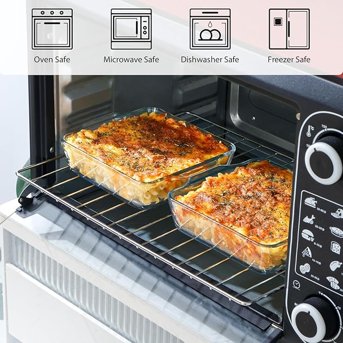 NUTRIUPS 6x6 Baking Dish 2-pack, Square Glass Baking Dish for Oven, 22oz Square Cake Pan Glass Casserole Dishes for Oven