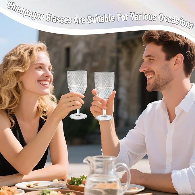 12PCS Plastic Wine Glasses 13oz,Acrylic Goblets Toasting Glassware,Unbreakable Cups Drinking Glasses for Bar Party,Wedding