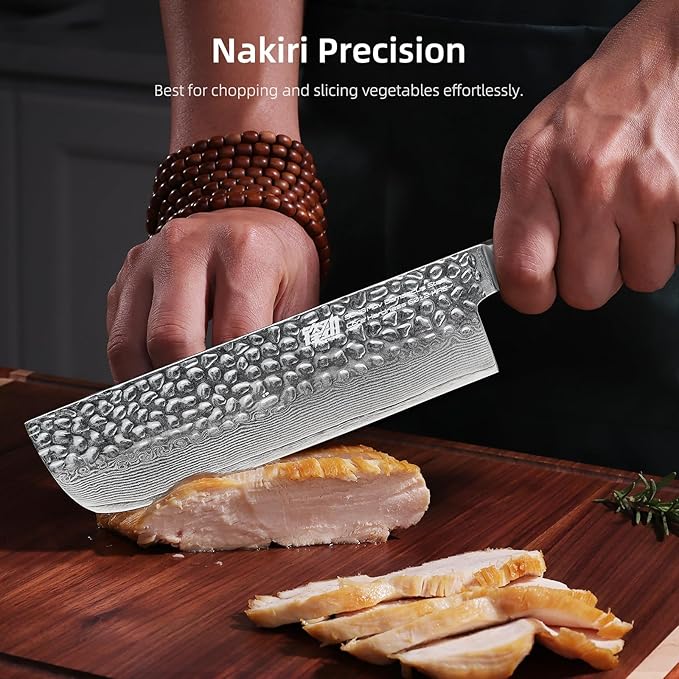 FINDKING 7 Inch Japanese Nakiri Knife, Straight-Edged Vegetable Cleaver for Efficient Chopping and Mincing, Specialized Usuba Milk Street Knife (Raven Series)