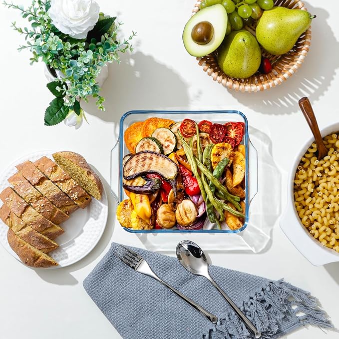 NUTRIUPS 7.5x7.5in Glass Baking Dish for Oven 2-pack, 42oz Square Cake Pans Glass Casserole Dishes for Oven