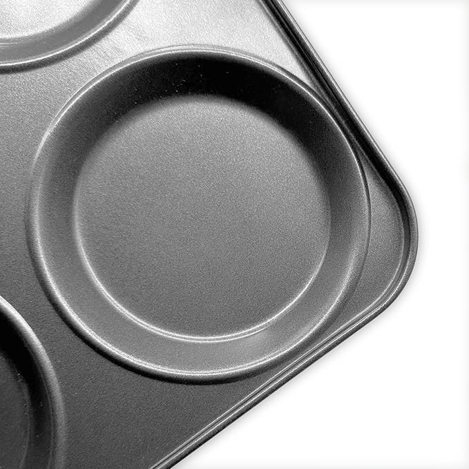 Yorkshire Pudding Pan Set of 2, 4-Cup Nonstick Muffin Top Pan, Shallow Whoopie Pies Pan for Hamburger, Eggs, Sandwiches