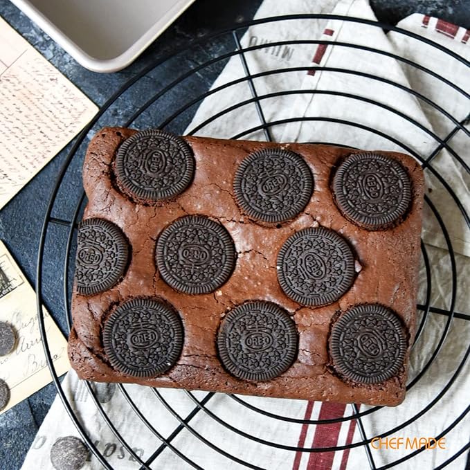 CHEFMADE 8.7-Inch Rectangle Cake Pan, Non-Stick Deep Dish Bakeware for Oven Baking (Champagne Gold)