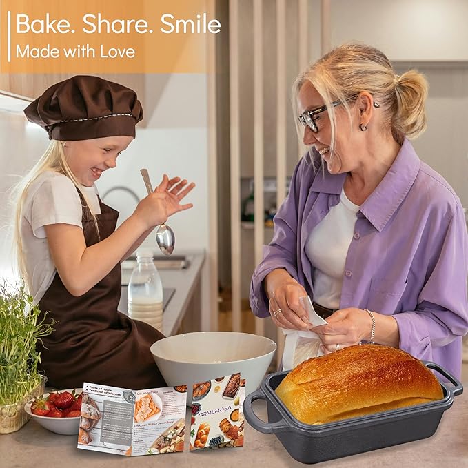 GRMImosa 2 in 1 Cast Iron Bread Loaf Pan with Lid, Loaf Pans for Baking Bread, Even Heat Distribution for Meatloaf, Homemade Bread