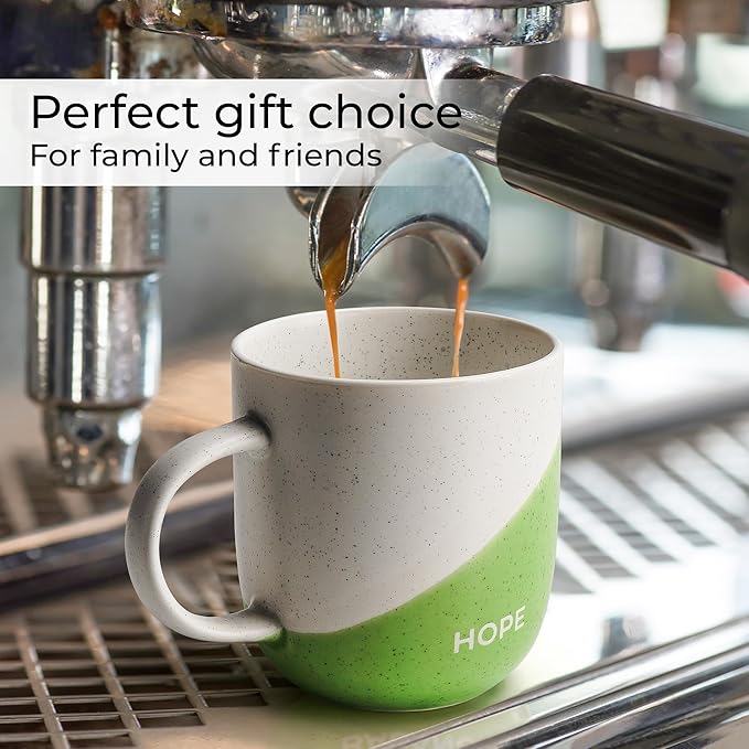 MIAMIO - Coffee Mug Set of 4 x 10 oz/Inspirational Coffee Cups with Sayings/Gifts for Wife, Husband, Women, Men, Family, Friends/Microwave and Dishwasher Safe (Love)