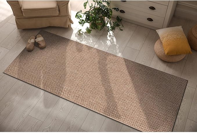 CAMILSON Easy Jute Rug 2x3, Indoor Outdoor Natural Color Farmhouse Area Rugs for Living Room and Kitchen Rug, Solid Boho Woven Design, Easy-Cleaning, Washable Outside Carpet Alfombras (2 x 3)