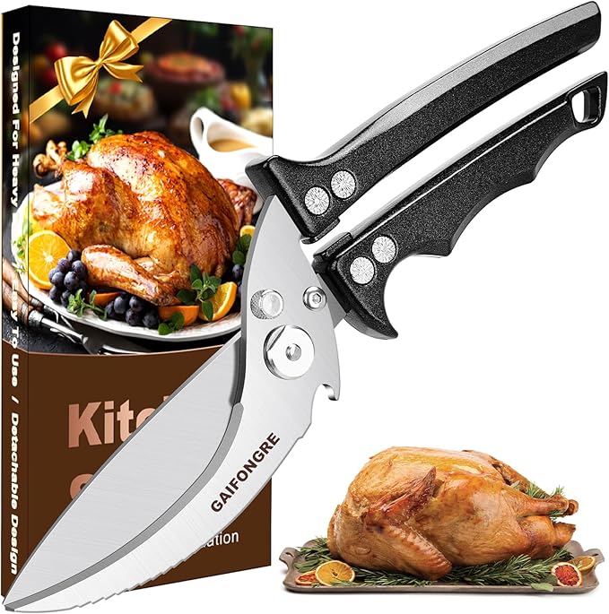 Poultry Shears Heavy Duty, Kitchen Scissors All Purpose, Chicken, Fish, Meat, Black