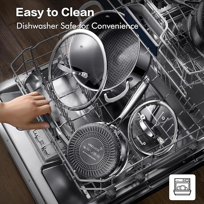 Cookware Sets, 15 Piece Tri-play Non-stick Set Hybrid Frying Pans, Sauce pan, Saute Pan,Casserole with Basket and Lids, Stay-Cool Handles, Oven, Dishwasher