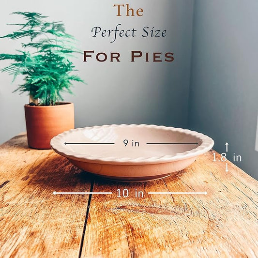 Mora Ceramics Classic 9 Inch Round Pie Pans Set of 2 - Dishwasher and Oven Safe, Shallow Pans for Baking Apple/Pumpkin Pies, Quiche, Rolls, etc.