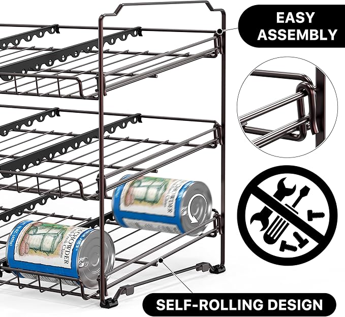 SIMPLE HOUSEWARE Stackable Can Rack Organizer, Bronze