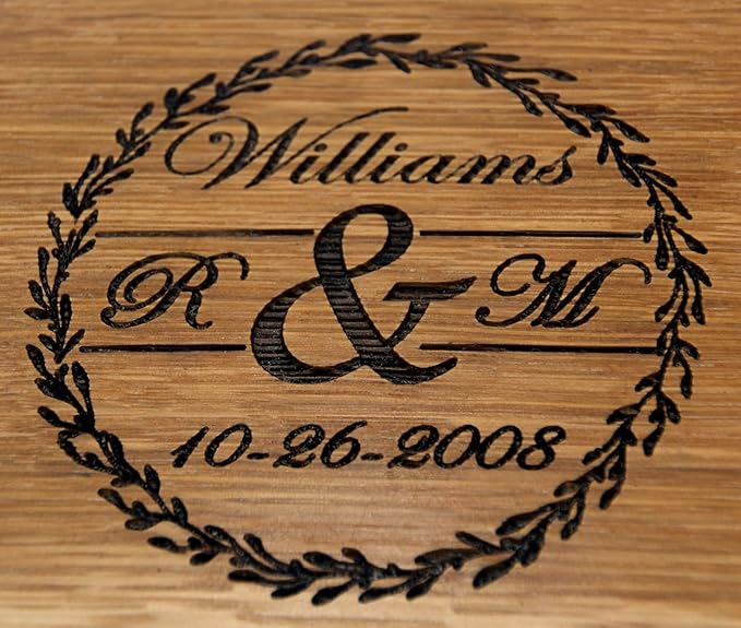 Personalized Premium 4 Glass Whiskey Flight/Engraved Center/Personalized Gift/Crystal Glass Option/Natural Oak Color (Wedding/Anniversay)