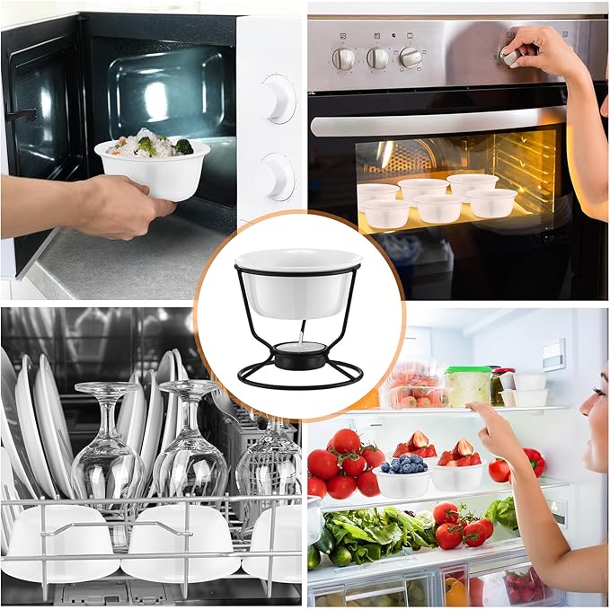 40 Pcs Ceramic Butter Warmers for Seafood Set 4.7oz 8 Pcs Butter Warmer with 32 Tealight Candles for Chocolate Cheese Fondue Melting, Dishwasher Safe, Microwave Safe, Oven, White