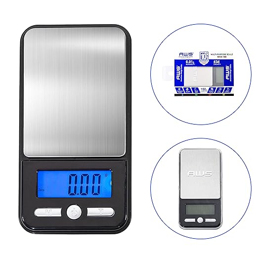 American Weigh Scales Series Digital Pocket Weight Scale, Stainless SteelAC-650-BLK650G X 0.1G(Black) (150g x 0.01g)