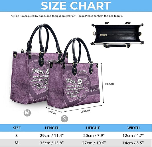 THUYPT Personalized Birth Flower Leather Bag for Mom, Women Faux Leather Handbags with Ziplock, Mother's Day Gifts