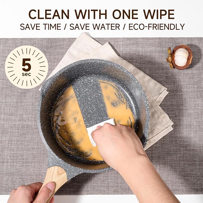 JEETEE Pots and Pans Set Non Stick 23pcs, Healthy Kitchen Cookware Sets, Induction Cooking Set W/Gray Frying Pans, Saucepans, Sauté & Griddle & Crepe Pan (PFOA, PFAS, PFOS Free)