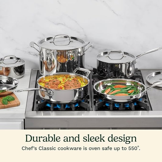 Cuisinart 7-Piece Cookware Set, Chef's Classic Stainless Steel Collection, 77-7P1
