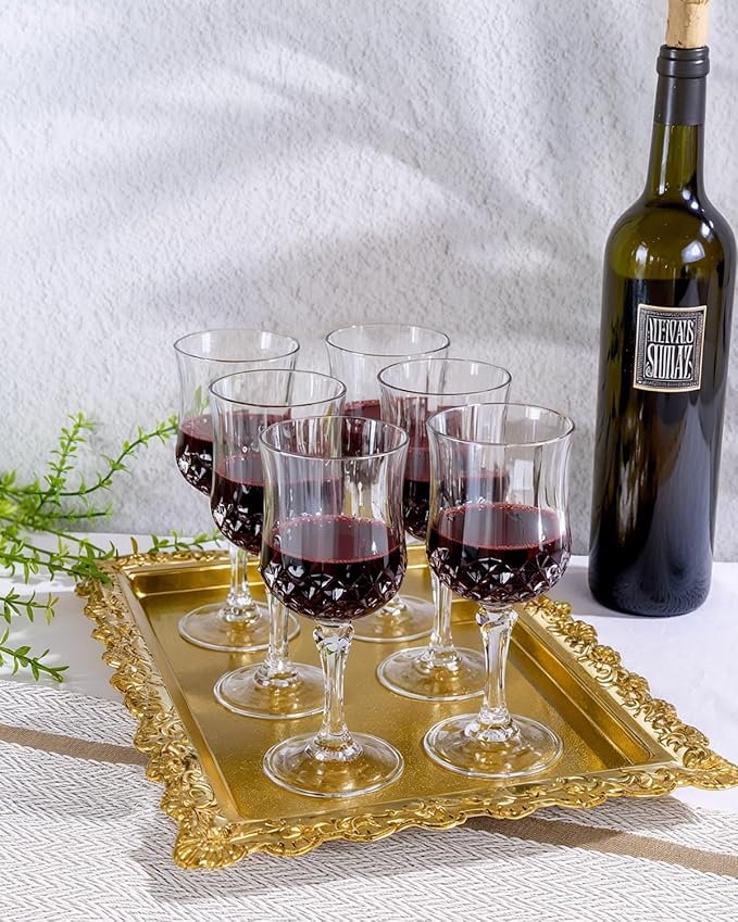 Ciaell 24PCS Plastic Wine Glasses - 7 Oz Plastic Goblets for Party - Clear Vintage Drinking Glasses - Disposable Water Goblets Set for Wedding, Bar, Wine, Beer, Juice, Cocktail, Whiskey