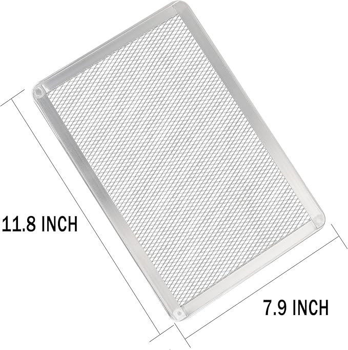 Pizza Screen 8 x 12 Inch 2 Pack Rectangular Aluminum Pizza Pan Restaurant-Grade Flatbread Screen Pizza Crisper Pan,Oven-Safe