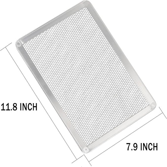 Pizza Screen 8 x 12 Inch 2 Pack Rectangular Aluminum Pizza Pan Restaurant-Grade Flatbread Screen Pizza Crisper Pan,Oven-Safe