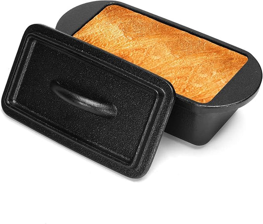 Cast Iron Bread Pan with Lid 7.5x3 Inch, Nonstick Popover Pan for Sourdough and Homemade Bread, Mini Loaf Pans with Lids, Pullman Loaf Pan for Sandwich Bread, Nonstick Baking Bread Pans