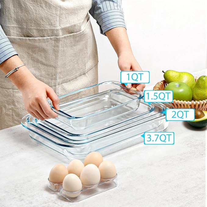 1.5 QT Glass Baking Dish for Oven, (Single Serving) Glass Pan for Cooking Dish Casserole Dish Rectangular Baking Pan Glass Bakeware