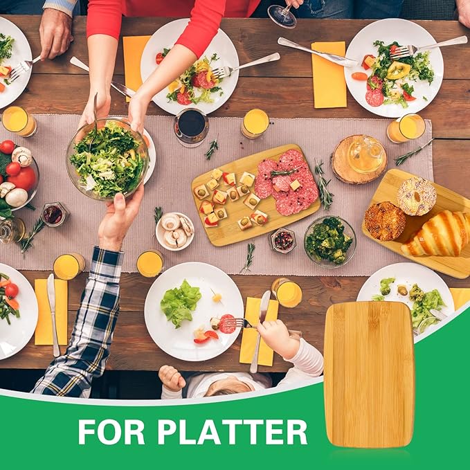 Yinkin 10 Pcs Wood Cutting Board Bamboo Wooden Chopping Board Charcuterie Serving Tray Bulk Laser Engraving Blanks for Pizza Bread Cheese Fruit Kitchen DIY Personalized Housewarming Gifts, 6 x 9 Inch