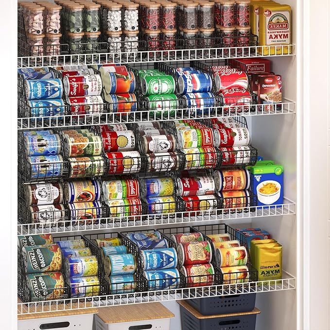 X-cosrack 6Pack Stackable Can Rack Organizer for Kitchen Pantry,Max Can Storage Holder,Durable Can Dispenser & Canned Goods Organizer for Various Ounces of Canned Food Soda Drinks, 2 Pack 3-Tier