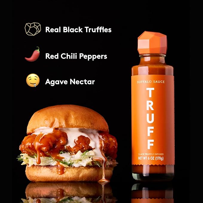 TRUFF Buffalo Sauce, Gourmet Hot Sauce with Red Cayenne Peppers, Black Truffle Oil, Agave Nectar, Unique Flavor Experience in a Bottle, 6 oz.