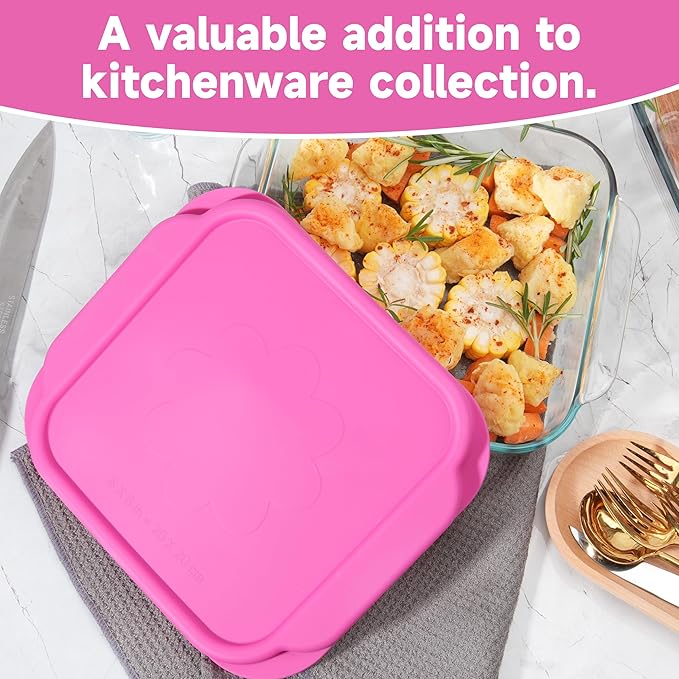 Silicone Lids for Pyrex 222丨222-D Glass Baking Dish, 1 Pack Silicone Lid for Pyrex Glass Baking Dish, Dishwasher & Freezer & Microwave Safe (Baking Dish Not included)