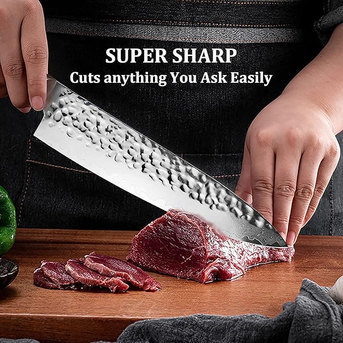 Kitory Damascus Chef Knife 8 Inch - 10Cr15CoMoV Super Steel 73 Layers Blade, Professional Chef Knife For Kitchen Cooking, 2024 Gifts For Women and Men
