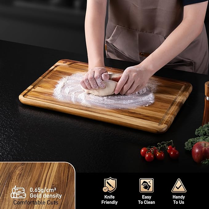 Teak Wood Cutting Board 17inch Wooden Chopping Board Bamboo High-end Mother Gifts Best Mama Mommy Christmas Xmas Birthday Law Step Stepmom Stepmother Have Everything Good Unique Present XL