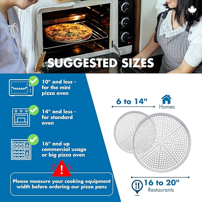Norjac Pizza Pan with Holes, 14 Inch 2 Pack, Aluminum Pans for Oven, Round, Rust-Free & Heavy-Duty, Perforated Baking Tray for Crispy Crust