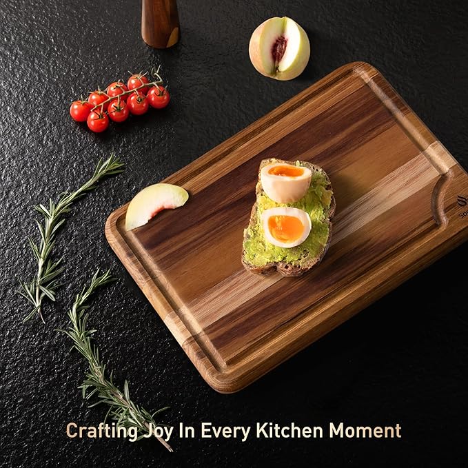 Teak Wood Cutting Board 17inch Wooden Chopping Board Bamboo High-end Mother Gifts Best Mama Mommy Christmas Xmas Birthday Law Step Stepmom Stepmother Have Everything Good Unique Present XL