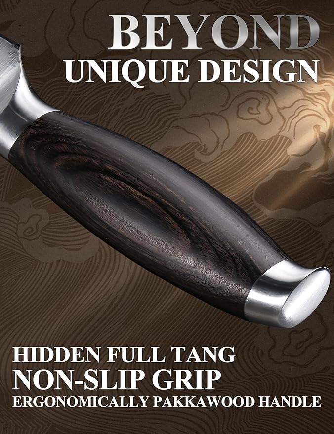 WILDMOK Carving Knife 8 Inch, Profession Meat Cutting Knife, German Stainless Steel BBQ Knife with Ergonomic Handle, Gifts Packed