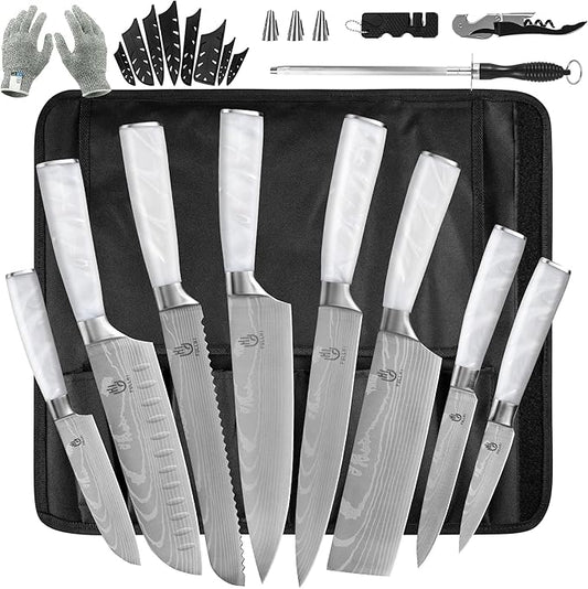 FULLHI Knife Set, 14pcs Japanese Knives Set, Multiple Colour Premium German Stainless Steel Chef Knife Set