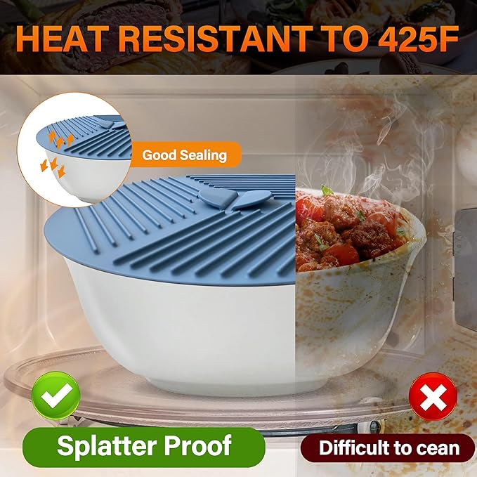 Silicone Lids for Bowls,Pots - 9-Pack Microwave Splatter Cover Food Storage Universal Multi-Use Lid & Trivet Mats with Non-Slip Suction for Pans,Plates, Cups Heat Resistant Dishwasher Safe