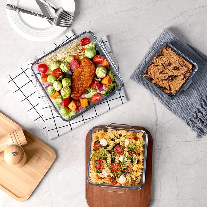 NUTRIUPS Mini 6x7.5x1.5in Square Glass Baking Dish for Oven, 20oz Square Cake Pan Glass Casserole Dishes for Oven