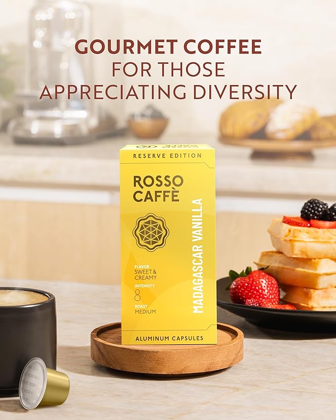 ROSSO CAFFÈ Espresso Coffee Pods for Nespresso Original Machines - 80 Capsules Flavored Pack, 4 Rich and Balanced Flavors (Chocolate, Vanilla, Crème Caramel, Hazelnut) - Made in Italy