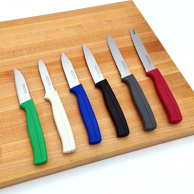 Kitchen Utility Knife - MATTSTONE HILL 4 Inch Paring Knife, Small Fruit & Vegetable Knife, Premium German Stell Blade, Black Handle
