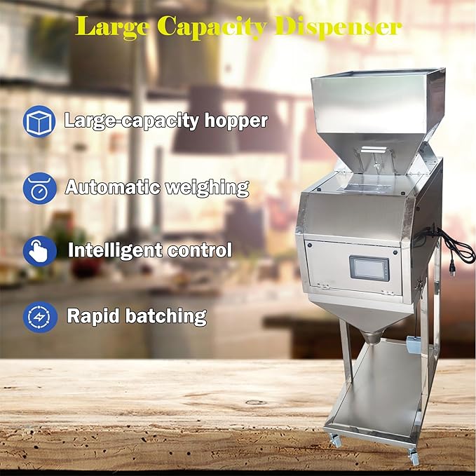 Automatic Particle Filling Machine Digital Dispenser, Large Capacity Powder Filling Machine for Tea/Food/Granules Capacity 0.02-11lb 304 Stainless Steel 110V