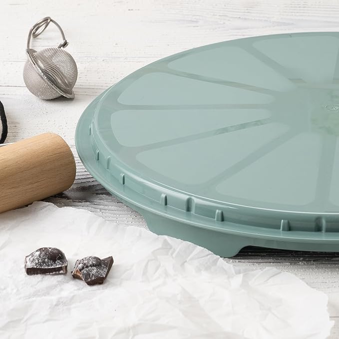 13 Inch Cake Carrier with Locking Lid and Handle, Stylish Big Round Container for Kitchen Storage, BPA Free Stand, Plastic Holder for Transporting, Donuts, Cupcakes, Pies (2 Colors Set, 13 in)