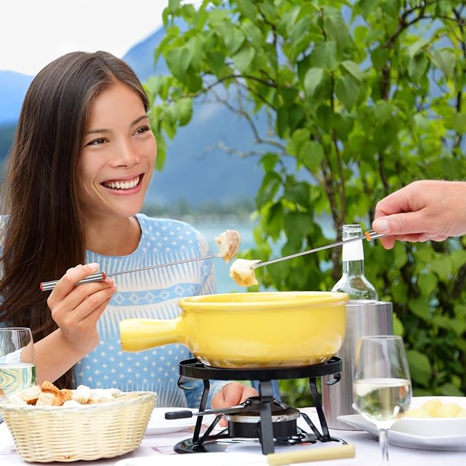 18 Pcs 9.5 Inch Fondue Forks with Heat Resistant Handle Stainless Steel Fondue Sticks for Cheese Pot Chocolate Roast Marshmallows Meat