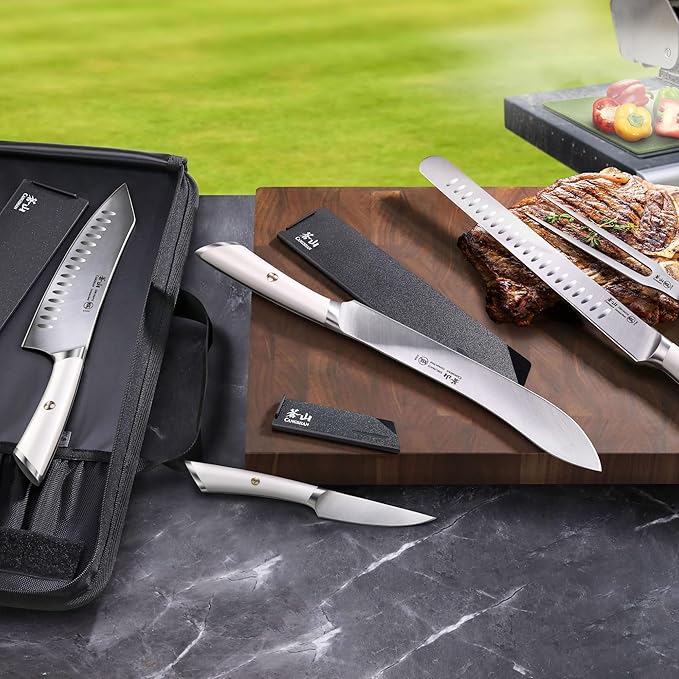 Cangshan Elbert Series German Steel Forged 6-Piece BBQ Knife Set, White, 1027006