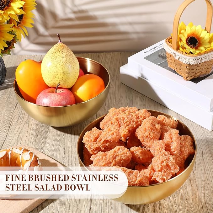 Nuogo 10 Pcs Stainless Steel Mixing Bowls Decorative Esthetician Bowls for Thanksgiving Christmas First Holy Communion Wedding Baking Prepping Serving Facial Salad Fruit Candy(7.9 Inch,Gold)