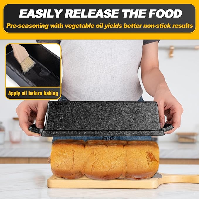 Cast Iron Bread Pan with Lid 9×5 Inch, 2 in 1 Cast Iron loaf pan with lid Bread Pans for Homemade Sourdough Bread Baking Pan, 2 Piece Set