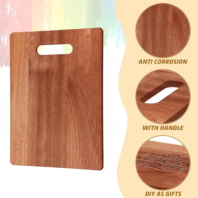 Vesici 18 Pack Plain Cutting Boards with Handles Bulk Blanks Laser Engraving Large Chopping Board for Customized, Personalized Engraving Gifts(Walnut,14''x11'')