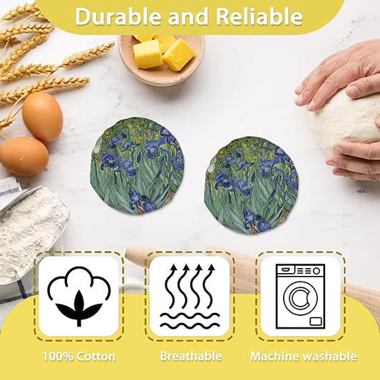 Sourdough Starter Jar Covers,5-Pack Reusable Vintage Oil Painting Floral Painting Cloth Lids for 3-4 Inch Jars,Ideal for Kombucha Kefir or Cheese Fermentation